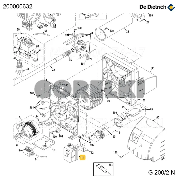 Серводвигатель STA30 B1.37 De Dietrich 200000632 для газового котла