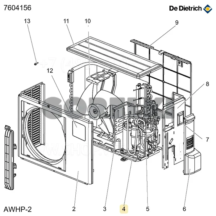 Шасси AWHP4 De Dietrich 7604156 для газового котла