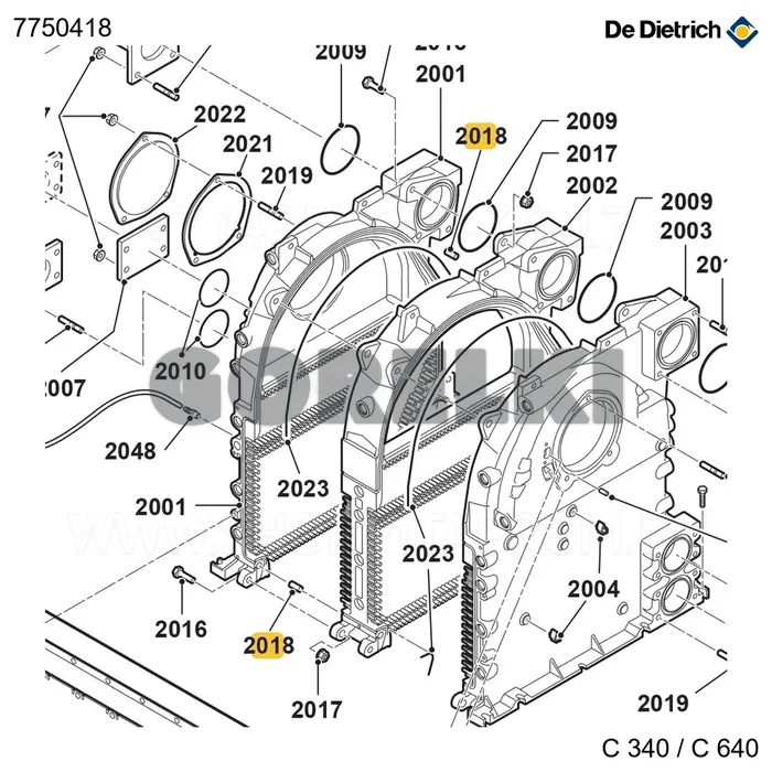 Штифт ⌀12h8 x 20 (10 шт/уп) De Dietrich 7750418 для газового котла