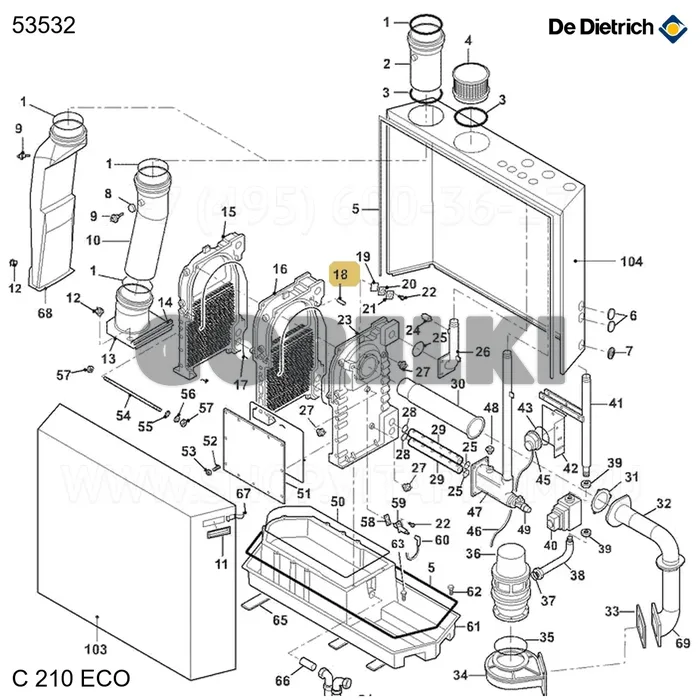 Штифт цилиндрический DIN7 8h8x20 De Dietrich 53532 для газового котла