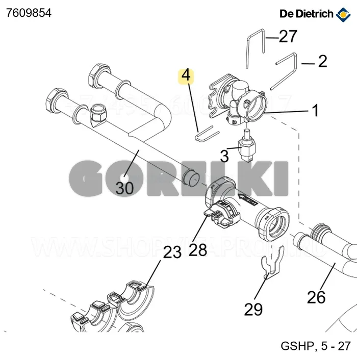 Штифт стопорный 12.5 x 2 De Dietrich 7609854 для газового котла