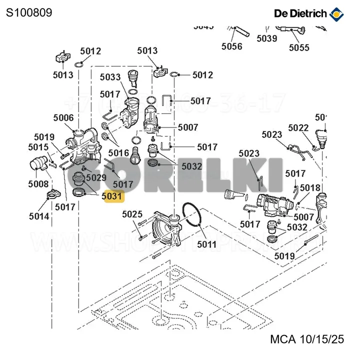 Штуцер подачи и обратки 18mm De Dietrich S100809 для газового котла