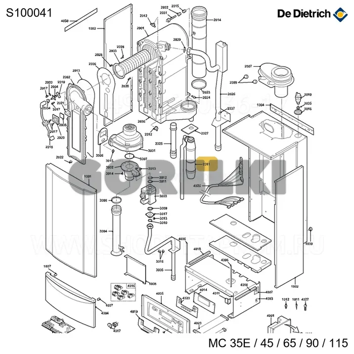 Сифон в сборе - 115 De Dietrich S100041 для газового котла