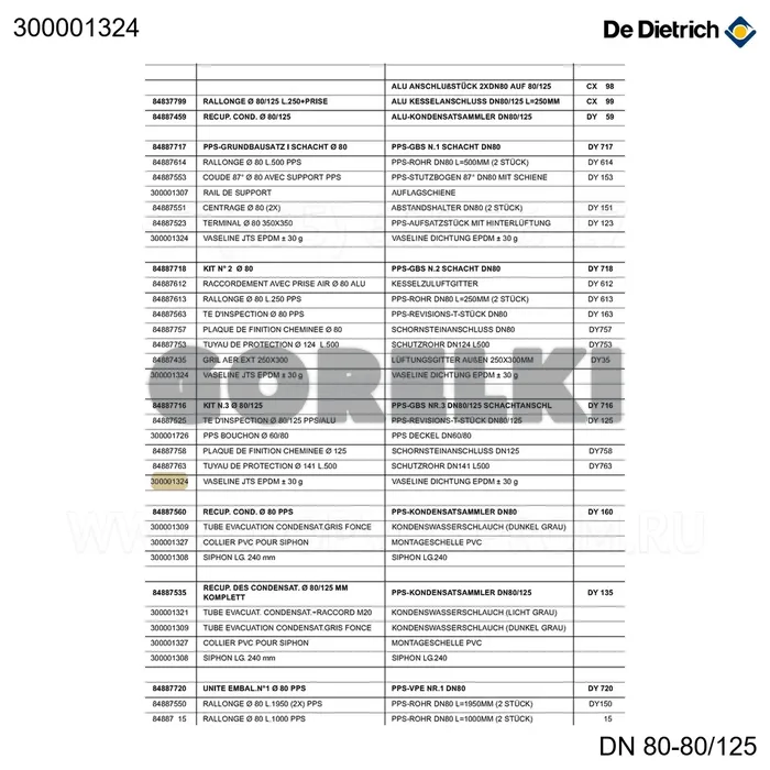 Смазка для EPDM уплотнений ± 30 г De Dietrich 300001324 для газового котла