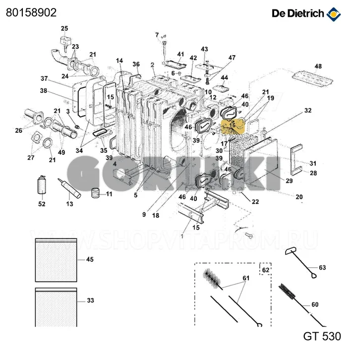 Смотровое окно в сборе + рамка De Dietrich 80158902 для газового котла