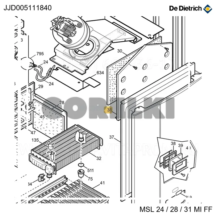 Стенка камеры сгорания De Dietrich JJJ005111840 для газового котла
