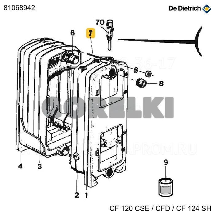 Стержень соединительный 5e De Dietrich 81068942 для газового котла