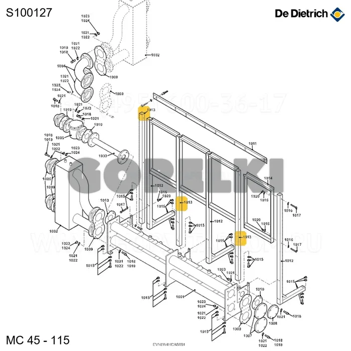 Стойка для вертикального монтажа De Dietrich S100127 для газового котла