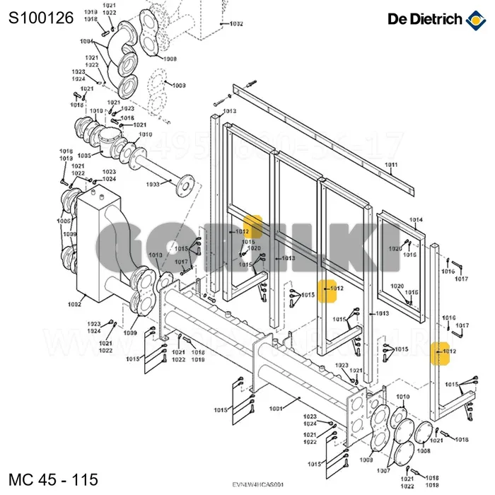 Стойка для вертикального монтажа угловая De Dietrich S100126 для газового котла
