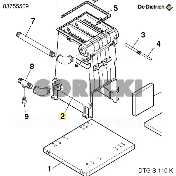 Теплообменник De Dietrich 6 секционные котлы 83755509 для газового котла