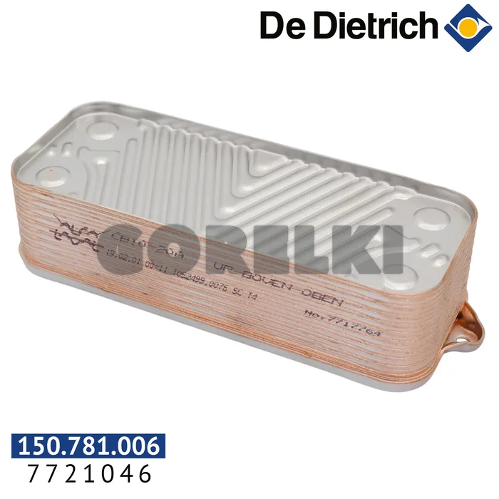 Теплообменник пластинчатый 24-28 De Dietrich 7721046 для газового котла