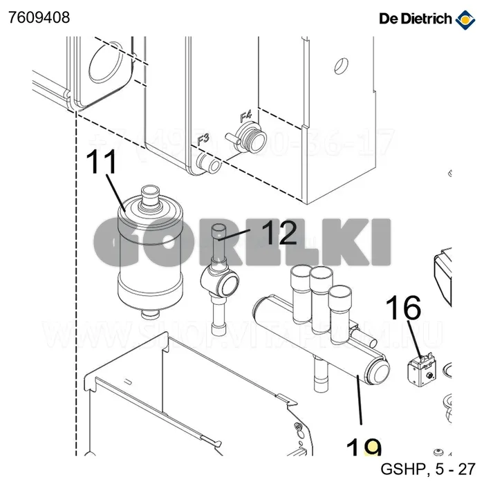 Теплообменник пластинчатый v25th-62 De Dietrich 7609408 для газового котла