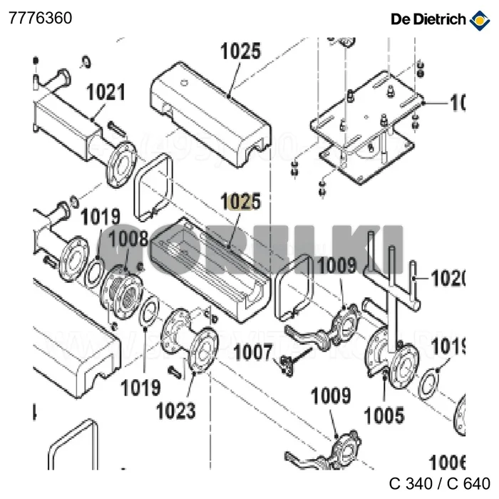 Теплообменник подачи d'is De Dietrich 7776360 для газового котла