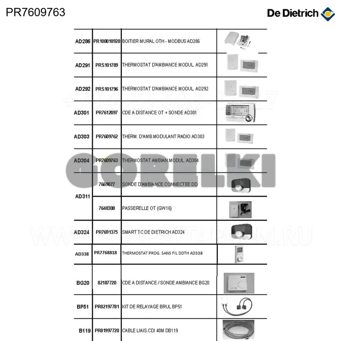 Термостат комнатный модулирующий ad304 De Dietrich PR7609763 для газового котла