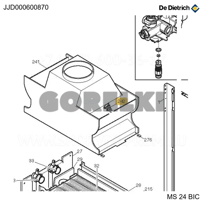 Th дымовых газов 70g-fast.pieg-collaud De Dietrich JJJ000600870 для газового котла