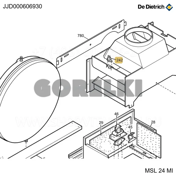 Th дымовых газов R.A.60?-Fast.Pieg-Coll De Dietrich JJJ000606930 для газового котла