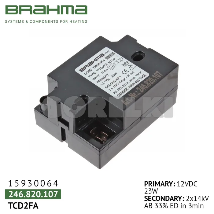 Трансформатор Brahma TCD2FA, 12VDC 15930064