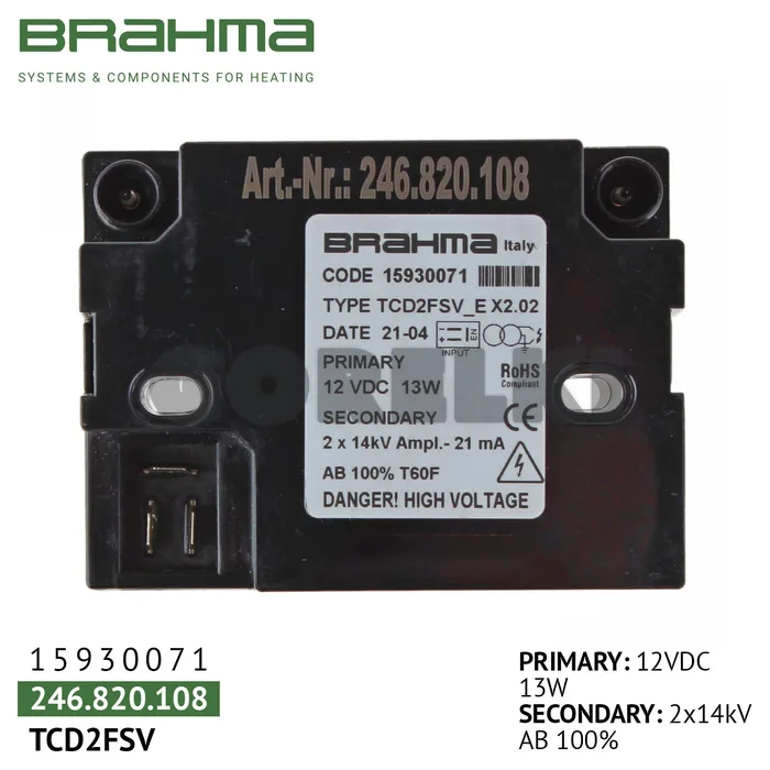Трансформатор Brahma TCD2FSV 12VDC 15930071