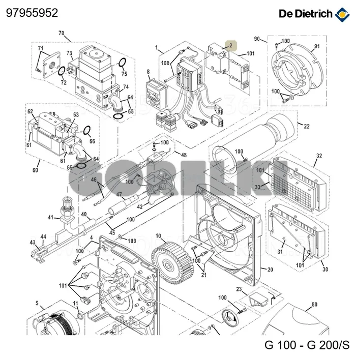 Трансформатор ebi-1p De Dietrich 97955952 для газового котла