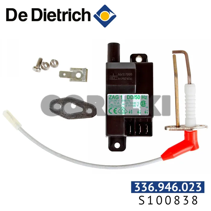 Трансформатор розжига De Dietrich с электродом розжига S100838 для газового котла