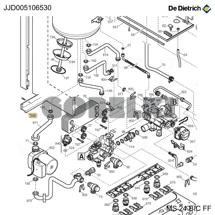 Траверса нижняя De Dietrich JJJ005106530 для газового котла