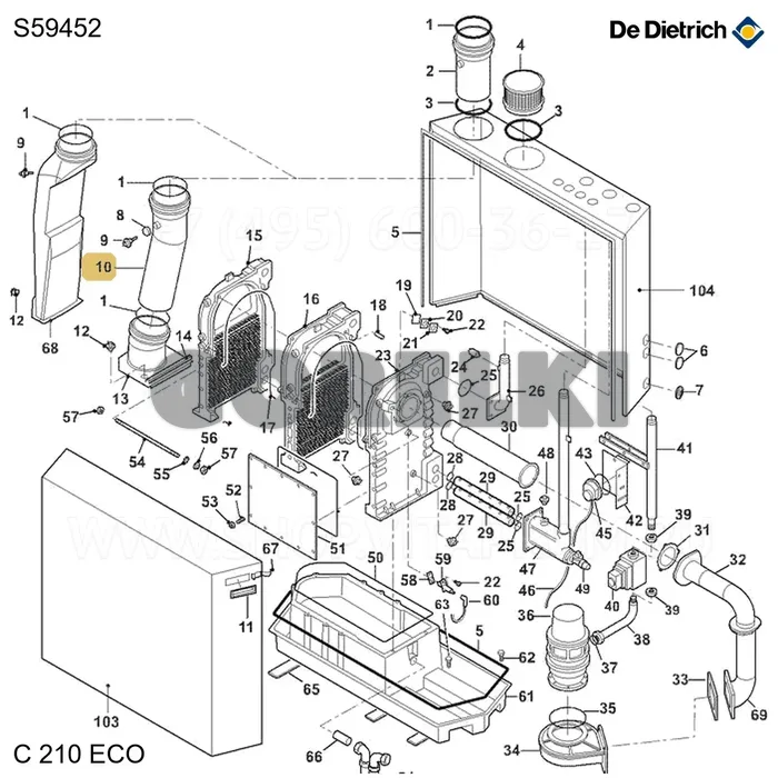 Труба дымоудаления d. 150мм 160кВт De Dietrich S59452 для газового котла