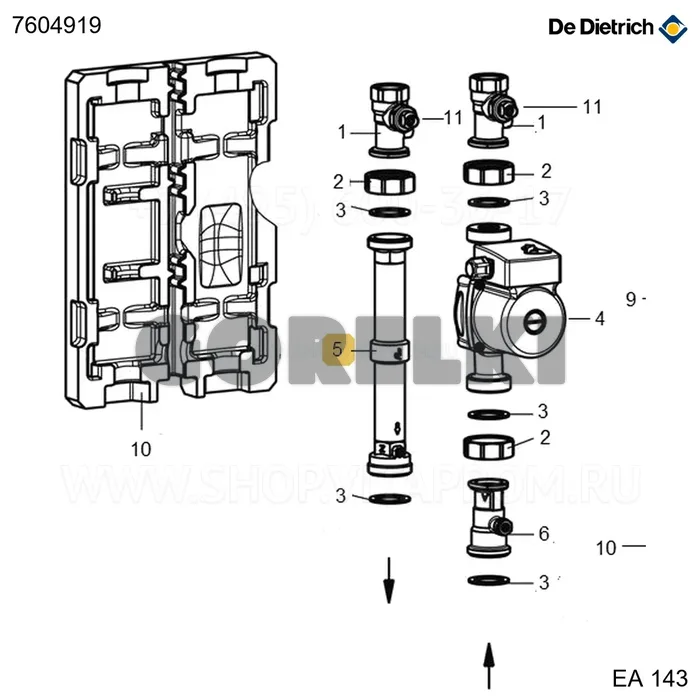 Труба обратки De Dietrich 7604919 для газового котла