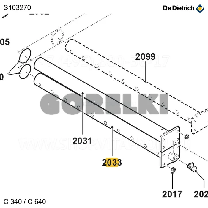 Труба обратная распределителя 6 эл De Dietrich S103270 для газового котла