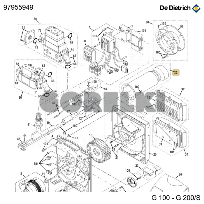 Труба пламенная d.109 De Dietrich 97955949 для газового котла