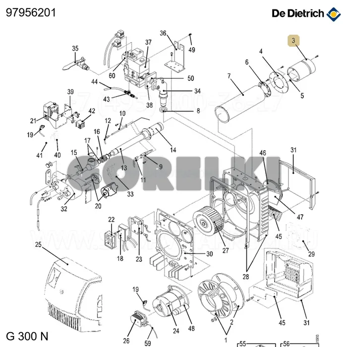 Труба пламенная d.185 после 08/2002 De Dietrich 97956201 для газового котла