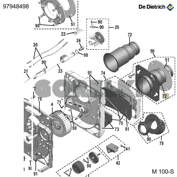 Труба пламенная m1 De Dietrich 97948498 для газового котла