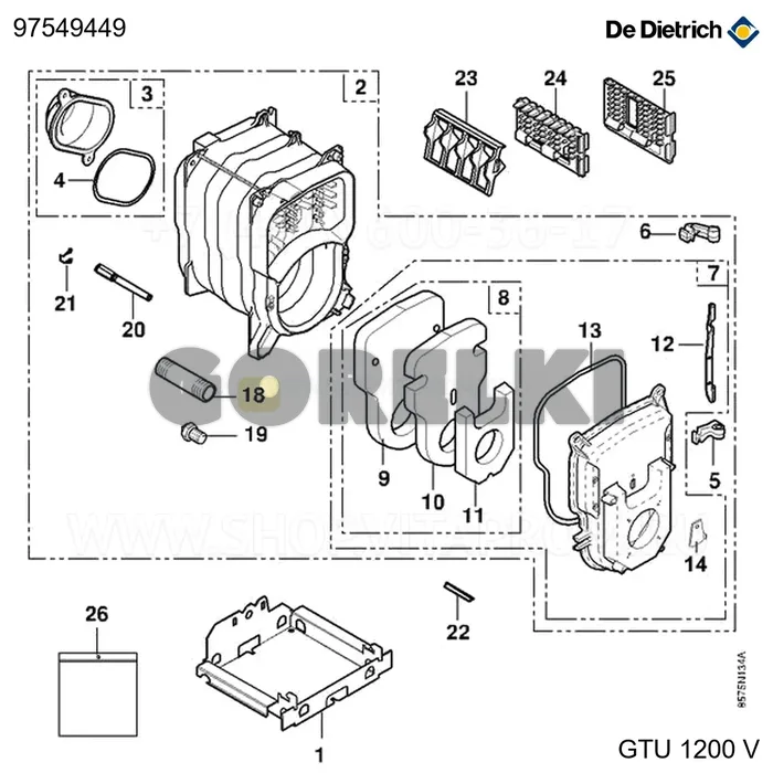 Труба подачи/обратки 1"1/4 L150 De Dietrich 97549449 для газового котла