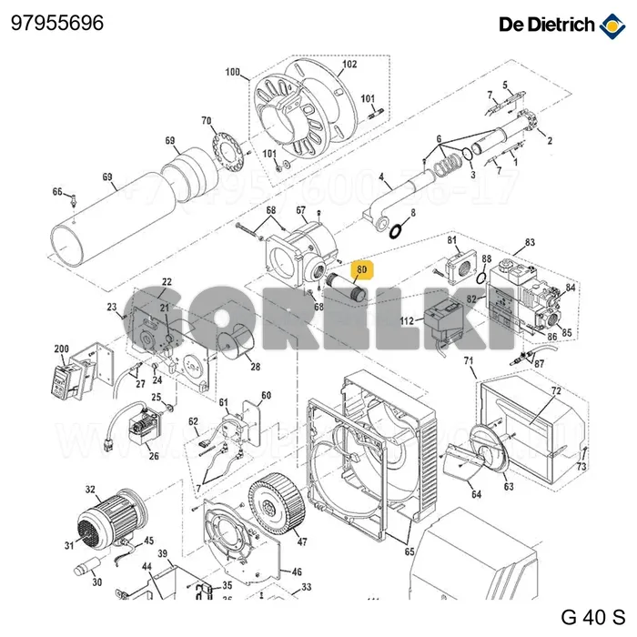 Труба подключения газовая 2" De Dietrich 97955696 для газового котла