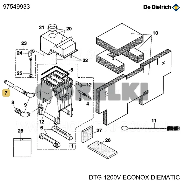Труба прямая 1" L293 De Dietrich 97549933 для газового котла