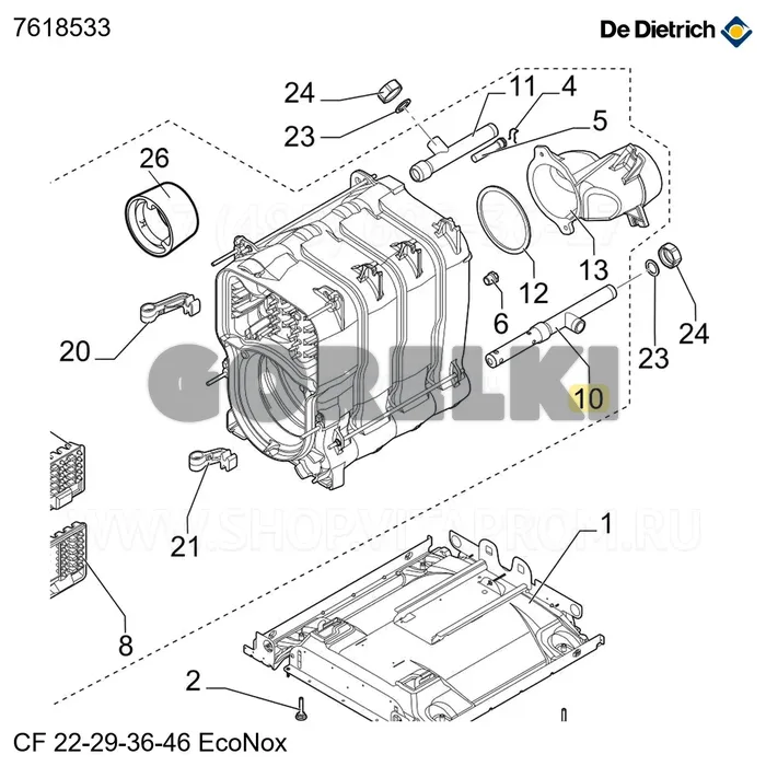 Труба возврата форсунки 1" se De Dietrich 7618533 для газового котла