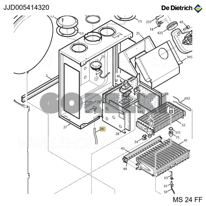 Трубка прессостата 4.5x8 L-170 De Dietrich JJJ005414320 для газового котла