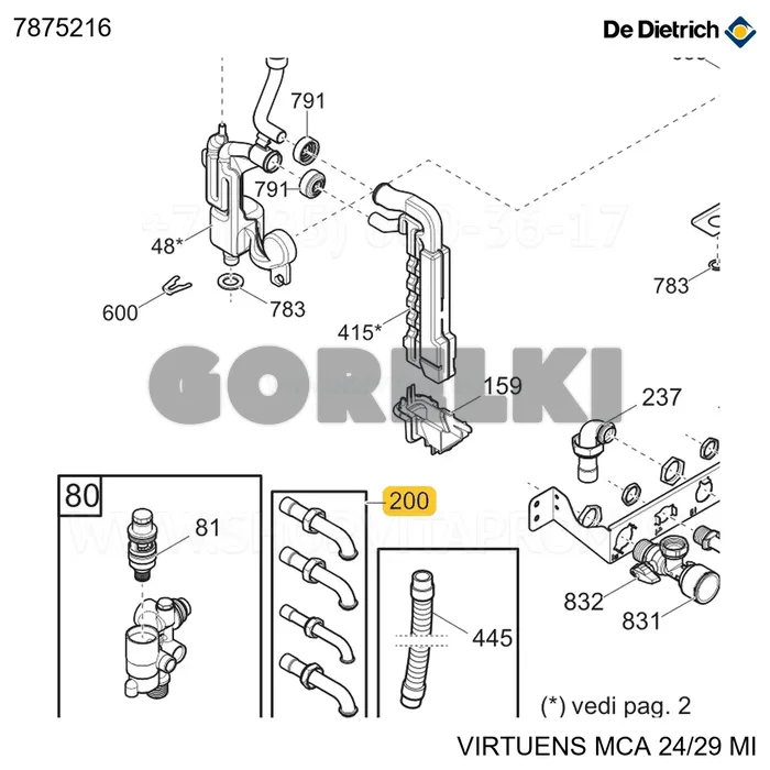 Трубы De Dietrich 7875216 для газового котла