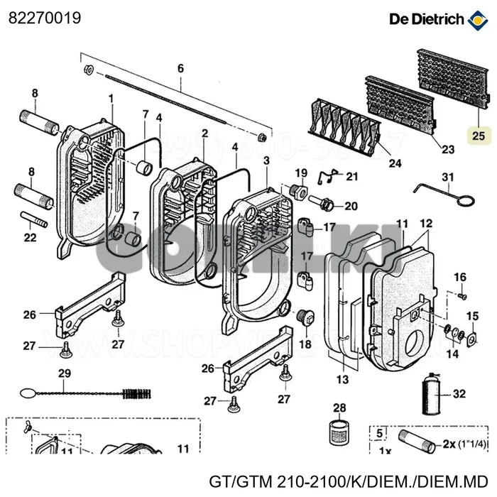 Турбулизатор правый короткий De Dietrich 82270019 для газового котла
