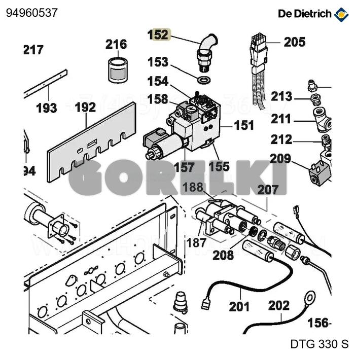 Угольник с накидной гайкой n97 1"1/2 De Dietrich 94960537 для газового котла