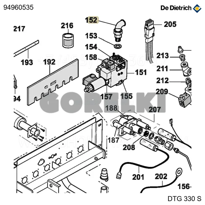 Угольник с накидной гайкой n97 1" De Dietrich 94960535 для газового котла