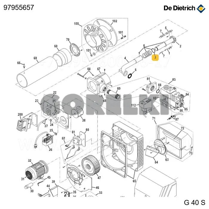 Узел 5 колец уплотнительных De Dietrich 97955657 для газового котла