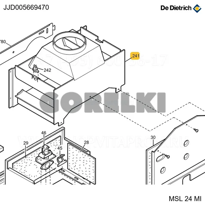 Узел камеры дымовых газов -20 De Dietrich JJJ005669470 для газового котла