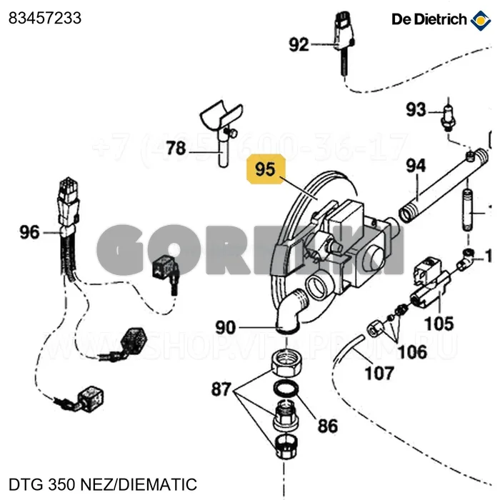 Узел клапана HO V4085P2006 De Dietrich 83457233 для газового котла