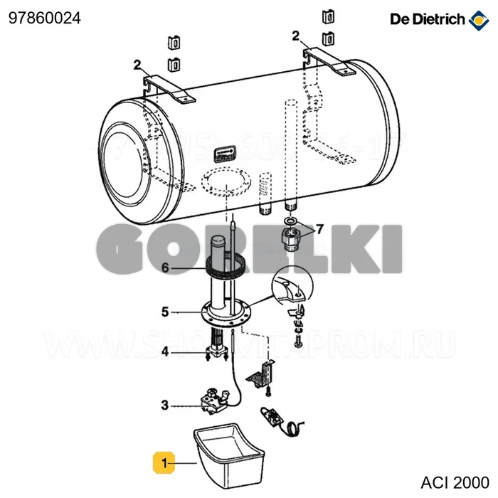 Узел кожуха ACI TRI HZ/SS De Dietrich 97860024 для газового котла