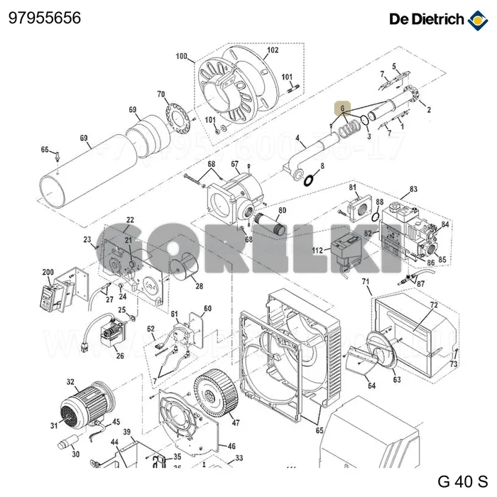 Узел крепления линии газовой De Dietrich 97955656 для газового котла