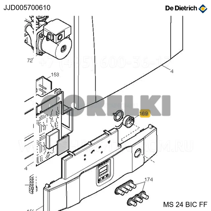 Узел манометра D.40 с клапаном De Dietrich JJJ005700610 для газового котла