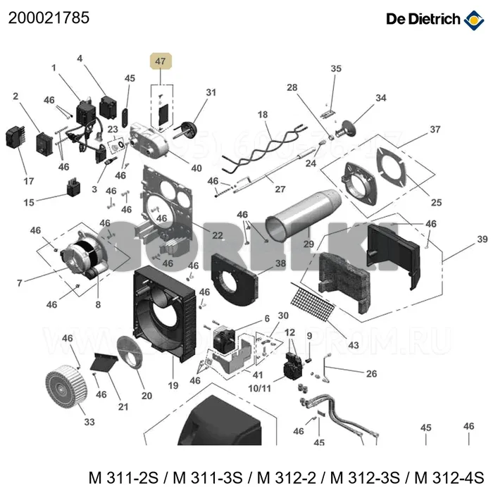 Узел воздушной заслонки De Dietrich 200021785 для газового котла