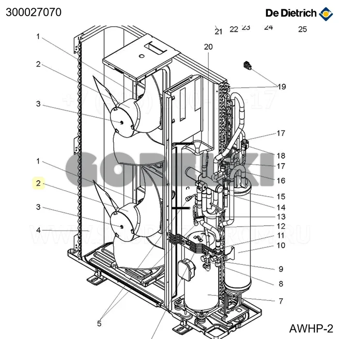 Вентилятор awhp 22-27 tr De Dietrich 300027070 для газового котла