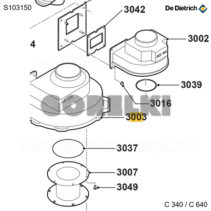 Вентилятор g3g250-gn04-03 7-8-9 элементов De Dietrich S103150 для газового котла
