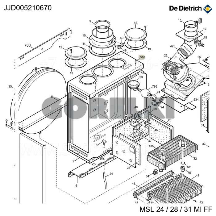 Винт De Dietrich JJJ005210670 для газового котла